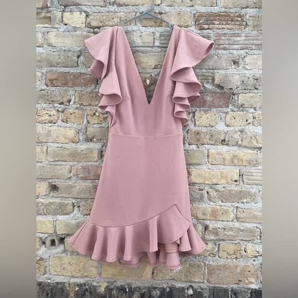 Selfie Leslie Dresses Selfie Leslie Pink Open Back Ruffled Sexy Dress Poshmark